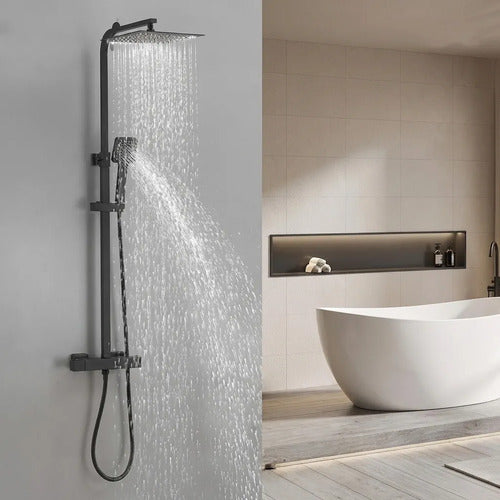 Duchero Barral Exterior Monocomando Baño Moderno Negro Negro