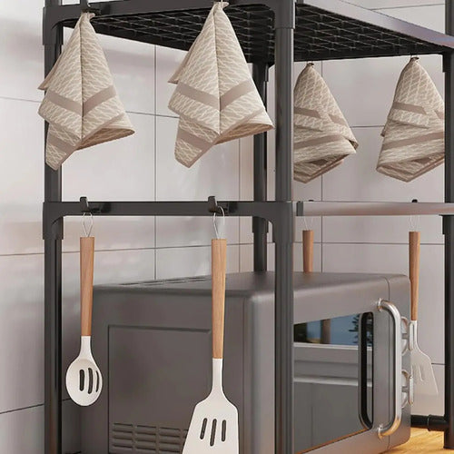 Organizador Rack Microondas Sobre Mesada Estante Cocina Negro