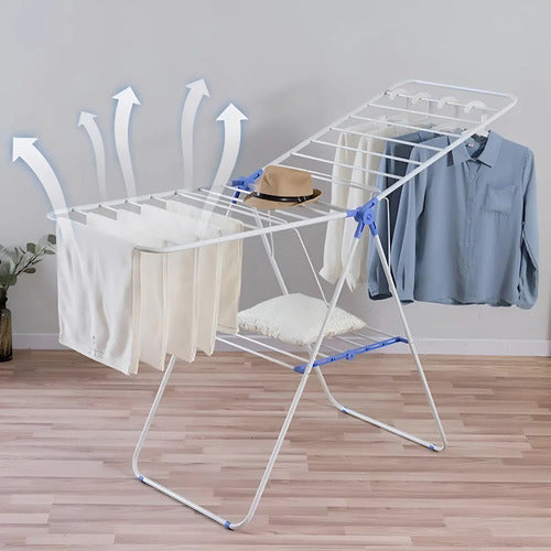 Tendedero Para Ropa De Pie Plegable Tender Acero Inoxidable Color Blanco