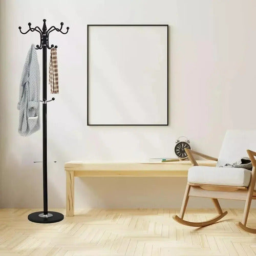 Perchero Metal Con Base Marmol Resitente Vertical Elegante