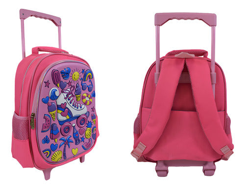 Mochila Infantil Con Carrito Varios Diseños 39 X 24 X 12 Cm