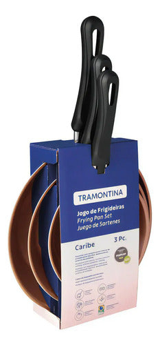 Juego De Sartenes Tramontina Caribe 3 Piezas Color Negro