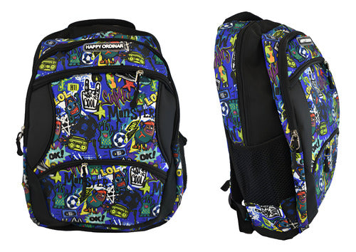 Mochila Escolar 4 Bolsillos Con Diseños Impermeable Niño