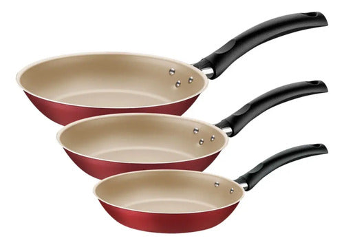 Sartenes 3pz. 16/20/24cm Turim Rojo Tramontina Rojo