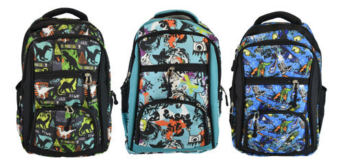 Mochila Escolar 4 Bolsillos Con Diseños Impermeable