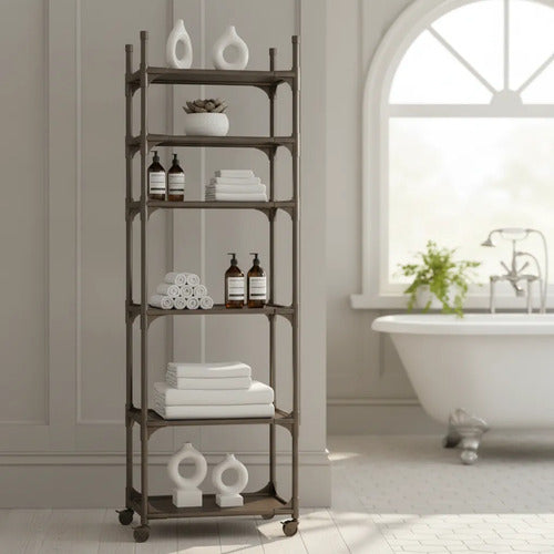 Estante Organizador 6 Niveles Para Baño Y Cocina Resistente Negro