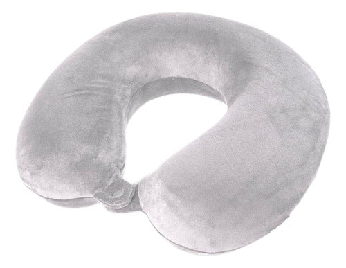 Almohada De Viaje Gris De Espuma Viscoelástica 30x26cm