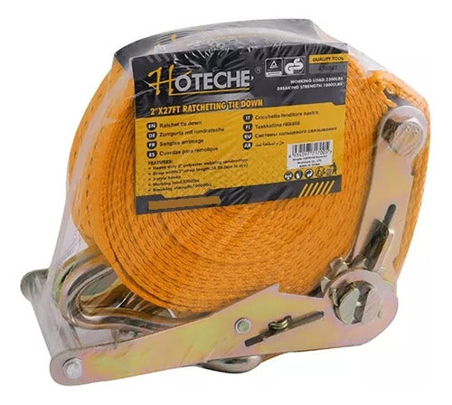 Cinta De Amarre Catraca Trabajo Pesado 8mts 2pLG Hoteche