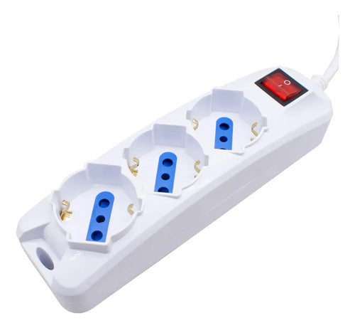 Alargue 3 Toma Schuk 5m C/llave Led Life Blanco