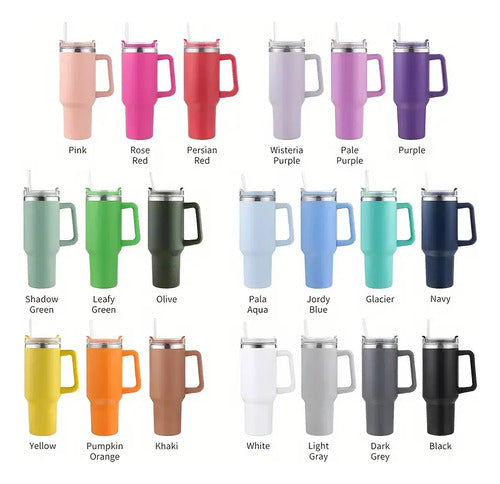 Vaso Termico Extra Grande Buffer 1.2l Doble Tapa + Bombilla