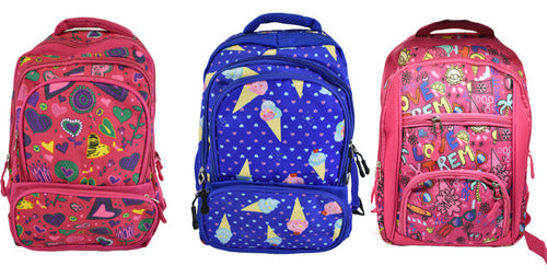 Mochila Escolar Estampada 4 Bolsillos Impermeable