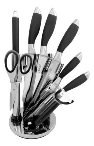 Juegos Cuchillos Cocina 9 Piezas Giratorio Acero Inoxidable Disponible