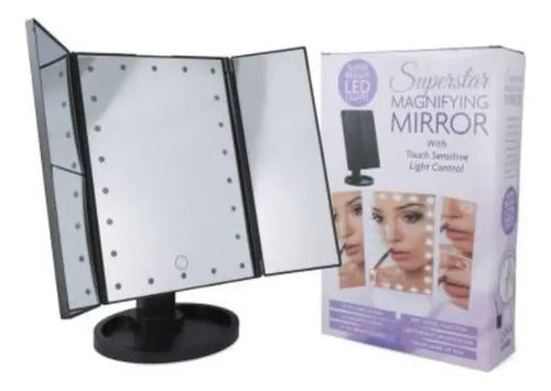 Espejo Táctil Con Luz Led 35 X 28.5 X 11.5 Cm Maquillaje Negro