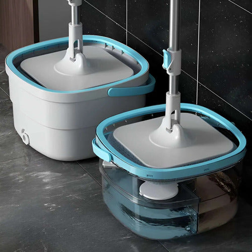 Mopa Cuadrada De Microfibra Con Balde Set De Limpieza