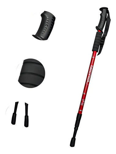 Baston De Tekking Senderismo 135cm Antishock Color Rojo