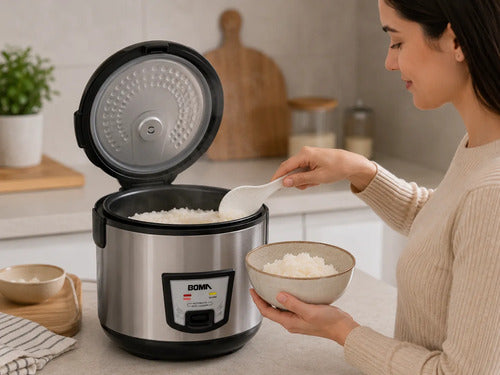 Olla Arrocera Electrica Boma 4 Litros Antiadherente Negro 50/60hz