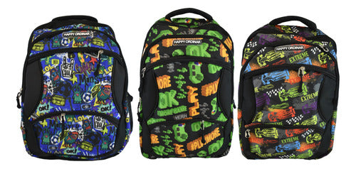 Mochila Escolar 4 Bolsillos Con Diseños Impermeable Niño