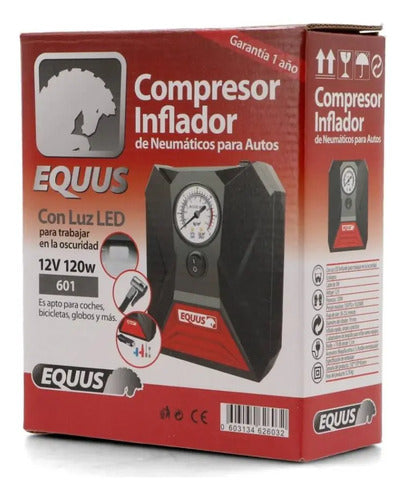Compresor Inflador De Neumáticos 12v C/luz Led Equus