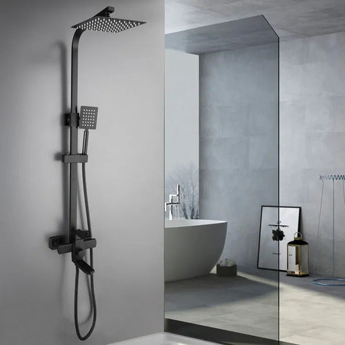 Duchero Barral Exterior Monocomando Baño Moderno Negro Negro