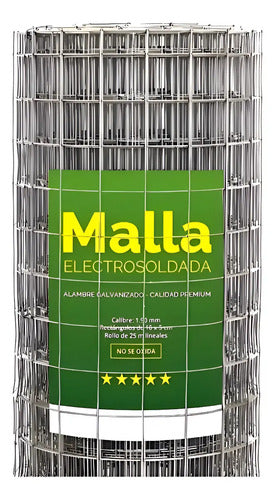 Tejido Malla Electrosoldada Galvanizada Rollo 1.50m X 25 Mts Plateado