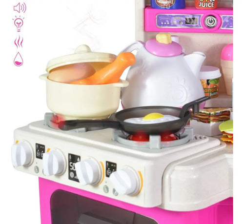 Cocina Interactiva Con Luz Sonido Y Efectos Con 113 Piezas Rosa