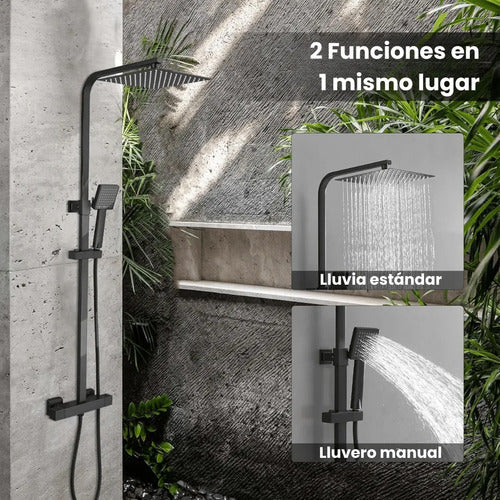 Duchero Barral Exterior Monocomando Baño Moderno Negro Negro
