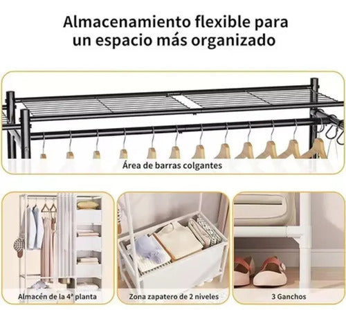 Organizador Multifuncional Ropero Con Perchero Y Cajones