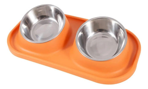 Plato Comedero Bebedero Mascotas Acero Antideslizante Perros