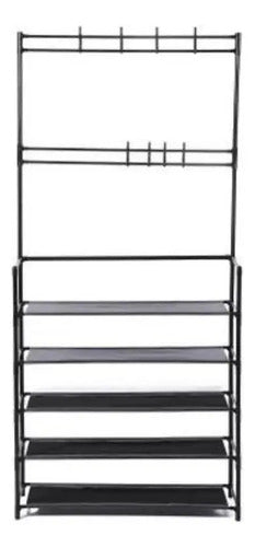 Mueble Perchero Con Zapatera Estantes Ropero Organizador Negro