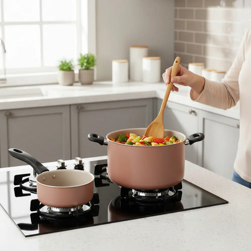 Bateria De Cocina Tramontina Juego 7 Pz Antiadherente Nude