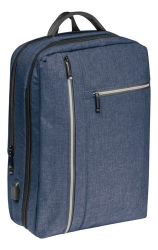 Mochila Multifunción Impermeable Con Puerto Usb Azul