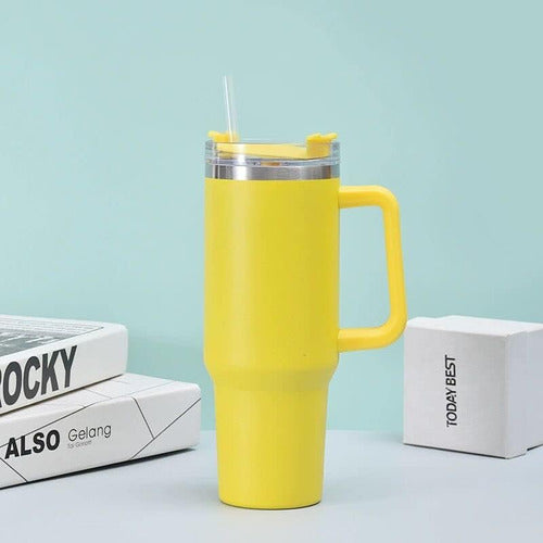 Vaso Termico Extra Grande Buffer 1.2l Doble Tapa + Bombilla