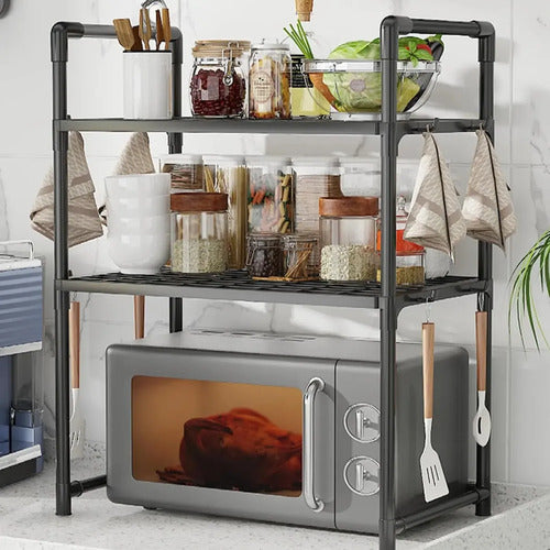 Organizador Rack Microondas Sobre Mesada Estante Cocina Negro