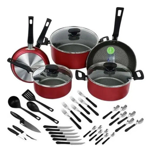 Batería De Cocina Tramontina Bordó 38 Pcs Excelente Calidad Bordó