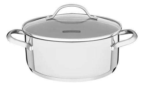Batería De Cocina C/tapa De Vidrio 3pz. 16/20/24cm Plateado