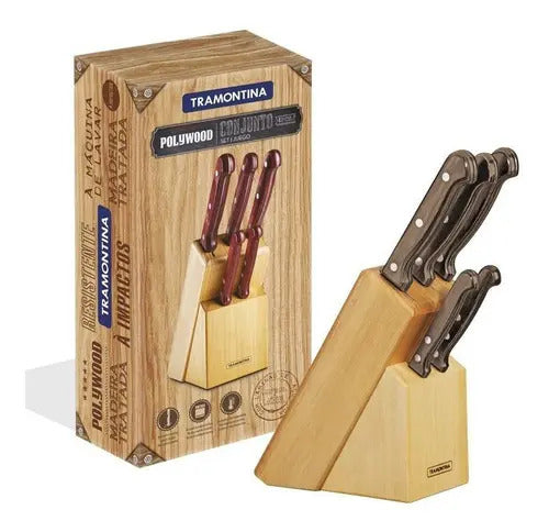 Juego De Cuchillos Tramontina Polywood 21199983 Brown De 5 Piezas Madera/marrón