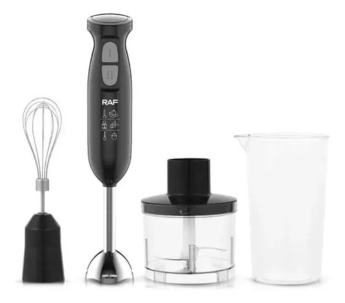 Mixer Raf Negro 4 En 1 Acero Inoxidable Picador Batidor Vaso Medidor