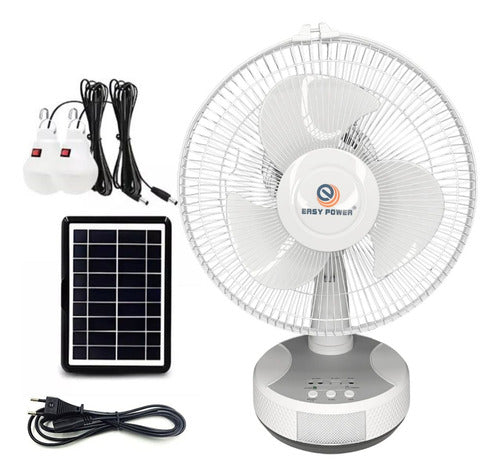 Ventilador Inalámbrico Con Cargador Solar Y Lámparas De Luz