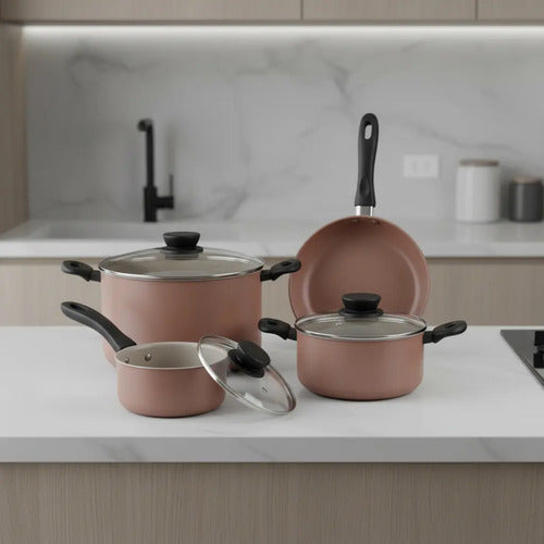 Bateria De Cocina Tramontina Juego 7 Pz Antiadherente Nude