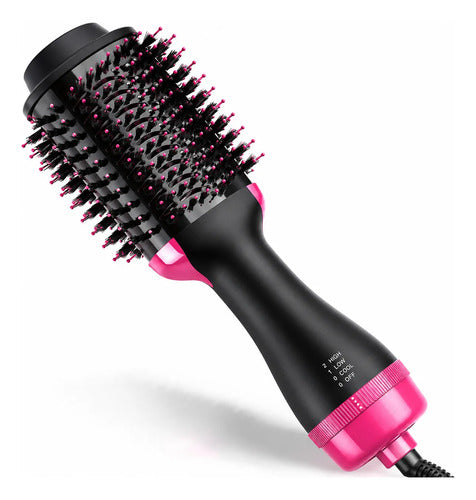 Cepillo Secador Alisador 3 En 1 Anti Frizz Voluminizador Plateado