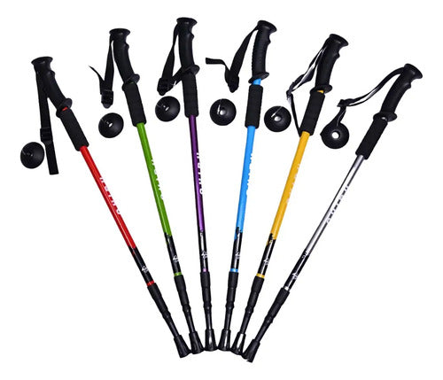 Baston De Tekking Senderismo 135cm Antishock Color Azul