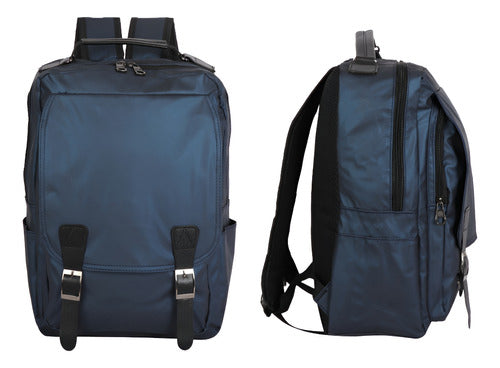 Mochila Satinada Bolsillo Con Broche 40x27x12cm.