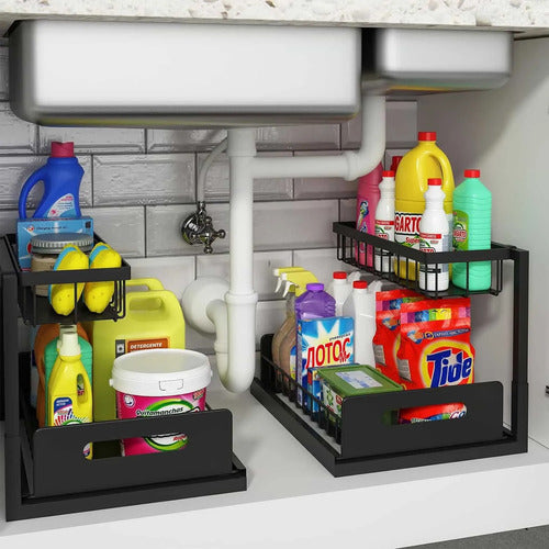 Organizador Deslizante Multiuso 2 Niveles Cocina Baño