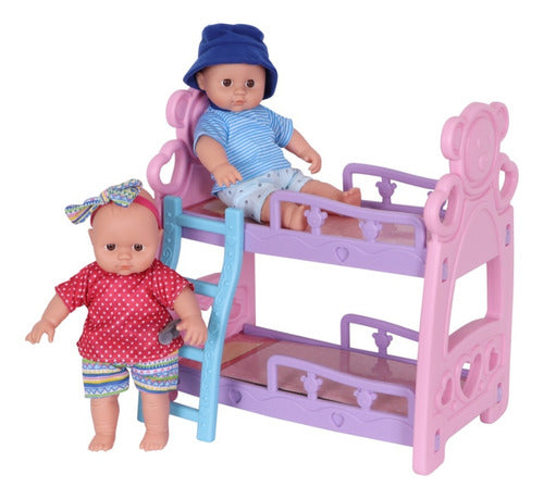 Muñecos Mellizos Con Cucheta 30 Cm