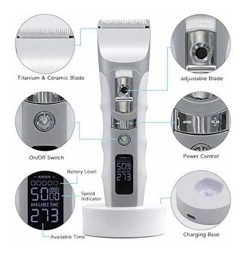 Maquina Cortar Pelo Inalámbrica Perro Gatos Mascota Tgouy Blanco
