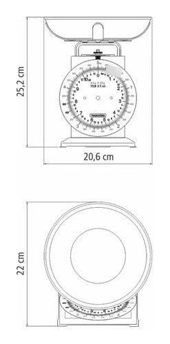 Báscula Analógica De Cocina Adatto De Acero Inoxidable, Tramontina, Capacidad Máxima De 5 Kg, Color Plateado