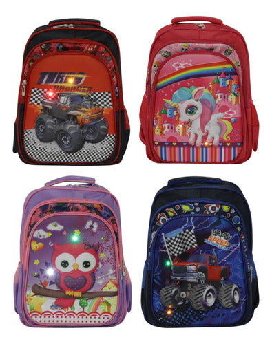Mochila Infantil Con Relieve Y Luces 40 X 30 X 16 Cm