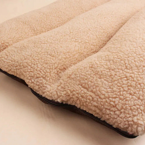 Cama Cucha Puff Grande Lavable Perro Gato Mascotas Dormir Beige Peludita