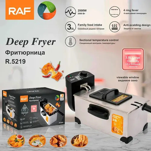 Freidora Eléctrica Raf R.5219 De 3.5l 2000w Fryer Negro 60hz Gris