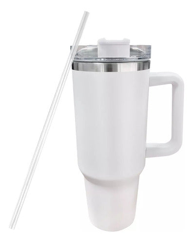 Vaso Termico Extra Grande Buffer 1.2l Doble Tapa + Bombilla